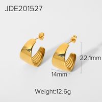 C Shape Plating Stainless Steel Gold Plated Earrings sku image 1