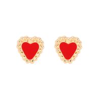 Wholesale Jewelry Color Heart Dripping Earrings Nihaojewelry sku image 1