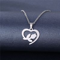 Cross-border Sold Jewelry Supply Personality Stainless Steel Flower Heart Clavicle Chain Necklace Female Geometric Accessories Pendant Wholesale sku image 19