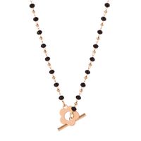Wholesale Jewelry Black Crystal Glass Bead Chain Flower Pendant Ot Buckle Necklace Nihaojewelry sku image 1