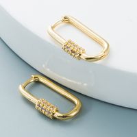 Nihaojewelry Wholesale Jewelry Simple Carabiner Style Copper Inlaid Color Zircon Ear Buckle sku image 1