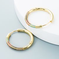 Wholesale Jewelry Geometric Round Copper Zircon Simple Earrings Nihaojewelry sku image 3