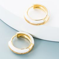 Wholesale Jewelry Colorful Oil Drop C-shaped Simple Copper Zircon Earrings Nihaojewelry sku image 1