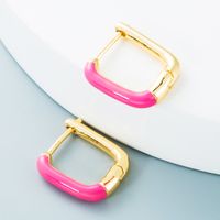 Nihaojewelry Wholesale Jewelry Simple Geometric Colorful Copper Dripping Earrings sku image 3