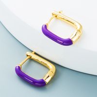 Nihaojewelry Wholesale Jewelry Simple Geometric Colorful Copper Dripping Earrings sku image 4