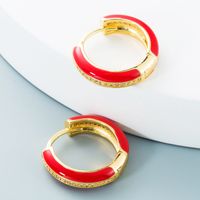 Wholesale Jewelry Colorful Oil Drop C-shaped Simple Copper Zircon Earrings Nihaojewelry sku image 3