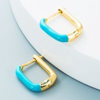 Nihaojewelry Wholesale Jewelry Simple Geometric Colorful Copper Dripping Earrings sku image 5