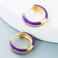 Wholesale Jewelry Colorful Oil Drop C-shaped Simple Copper Zircon Earrings Nihaojewelry sku image 4
