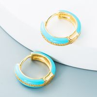 Wholesale Jewelry Colorful Oil Drop C-shaped Simple Copper Zircon Earrings Nihaojewelry sku image 5