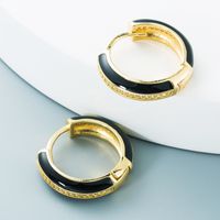 Wholesale Jewelry Colorful Oil Drop C-shaped Simple Copper Zircon Earrings Nihaojewelry sku image 6