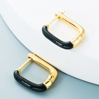 Nihaojewelry Wholesale Jewelry Simple Geometric Colorful Copper Dripping Earrings sku image 6
