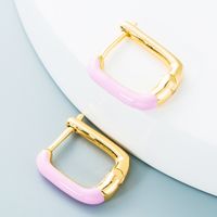 Nihaojewelry Wholesale Jewelry Simple Geometric Colorful Copper Dripping Earrings sku image 7