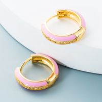 Wholesale Jewelry Colorful Oil Drop C-shaped Simple Copper Zircon Earrings Nihaojewelry sku image 7