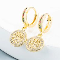 Japanese And Korean Style Hollow Angel Bee Dreamcatcher Earrings Eardrops Copper-plated Gold Inlaid Zircon Simple And Elegant Earrings sku image 1