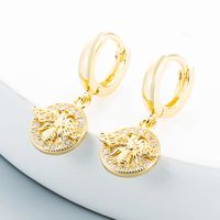Japanese And Korean Style Hollow Angel Bee Dreamcatcher Earrings Eardrops Copper-plated Gold Inlaid Zircon Simple And Elegant Earrings sku image 2
