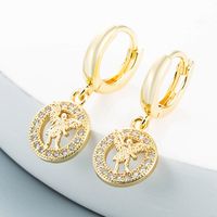 Japanese And Korean Style Hollow Angel Bee Dreamcatcher Earrings Eardrops Copper-plated Gold Inlaid Zircon Simple And Elegant Earrings sku image 3