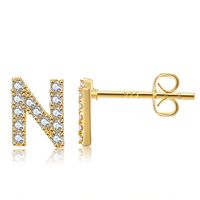 Wholesale Jewelry Letter Copper Inlaid Zircon Stud Earrings Nihaojewelry sku image 14