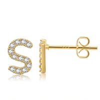 Wholesale Jewelry Letter Copper Inlaid Zircon Stud Earrings Nihaojewelry sku image 19