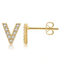 Wholesale Jewelry Letter Copper Inlaid Zircon Stud Earrings Nihaojewelry sku image 22