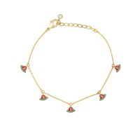 Wholesale Jewelry Color Zirconium Cherry Tropical Fruit Copper Anklet Nihaojewelry sku image 3