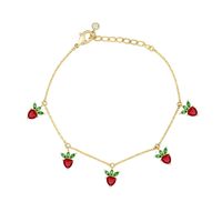 Wholesale Jewelry Color Zirconium Cherry Tropical Fruit Copper Anklet Nihaojewelry sku image 4