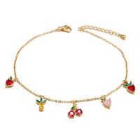 Wholesale Jewelry Color Zirconium Cherry Tropical Fruit Copper Anklet Nihaojewelry sku image 14