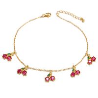 Wholesale Jewelry Color Zirconium Cherry Tropical Fruit Copper Anklet Nihaojewelry sku image 12