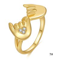 Wholesale Jewelry Zircon Heart Hand Copper Ring Nihaojewelry sku image 2
