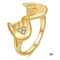 Wholesale Jewelry Zircon Heart Hand Copper Ring Nihaojewelry sku image 4