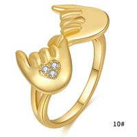 Wholesale Jewelry Zircon Heart Hand Copper Ring Nihaojewelry sku image 5