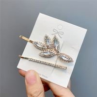 Wholesale Jewelry Diamond Leaf One Word Clip Pair Nihaojewelry sku image 1