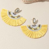 Wholesale Jewelrycolor Raffia Embroidery Fan Shape Ethnic Style Earrings Nihaojewelry sku image 1