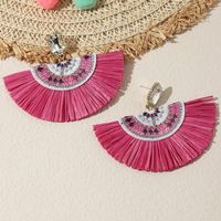Wholesale Jewelrycolor Raffia Embroidery Fan Shape Ethnic Style Earrings Nihaojewelry sku image 3
