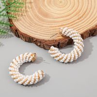 Wholesale Jewelry Bohemian C-shaped Rice Beads Geometric Earrings Nihaojewelry sku image 1