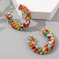 Wholesale Jewelry Bohemian C-shaped Rice Beads Geometric Earrings Nihaojewelry sku image 3