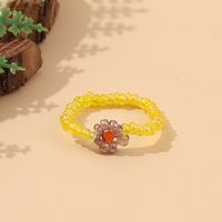Wholesale Jewelry Bohemian Handmade Crystal Flower Color Beaded Ring Nihaojewelry sku image 7