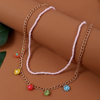 Wholesale Jewelry Bohemian Style Hand-woven Beads Flower Pendant Multi-layer Necklace Nihaojewelry sku image 6