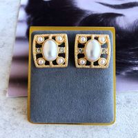 Wholesale Jewelry Retro Pearl Heart Geometric Shape Earrings Nihaojewelry sku image 2