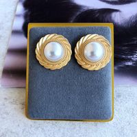 Wholesale Jewelry Retro Pearl Heart Geometric Shape Earrings Nihaojewelry sku image 3