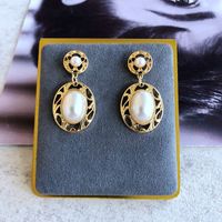 Wholesale Jewelry Retro Pearl Heart Geometric Shape Earrings Nihaojewelry sku image 8