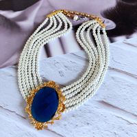 Wholesale Jewelry Retro Multilayer Pearl Diamond Pendant Short Necklace Brooch Set Nihaojewelry sku image 2