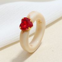 Wholesale Jewelry Acrylic Heart Diamond Candy Color Resin Ring Nihaojewelry sku image 1