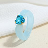 Wholesale Jewelry Acrylic Heart Diamond Candy Color Resin Ring Nihaojewelry sku image 5