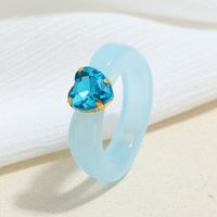 Wholesale Bijoux Acrylique Coeur Diamant Couleur Bonbon Bague En Résine Nihaojewelry sku image 5