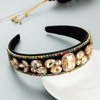 Wholesale Jewelry Baroque Inlaid Rhinestones Gemstones Fabric Headband Nihaojewelry sku image 2