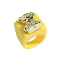 Wholesale Ornament Cute Bear Candy Color Resin Ring Nihaojewelry sku image 5