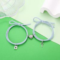 Großhandel Schmuck Einfache Gummiband Seil Herz Schlüssel Schloss Paar Armband Set Nihao Schmuck sku image 9