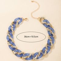 Nihaojewelry Wholesale Jewelry New Blue And Purple Metal Diamond Thick Chain Necklace main image 4
