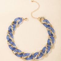 Nihaojewelry Wholesale Jewelry New Blue And Purple Metal Diamond Thick Chain Necklace main image 5
