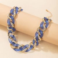 Nihaojewelry Wholesale Jewelry New Blue And Purple Metal Diamond Thick Chain Necklace sku image 1